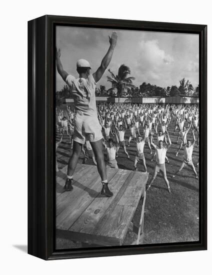 Army Recruits Doing Calisthenics-Myron Davis-Framed Premier Image Canvas