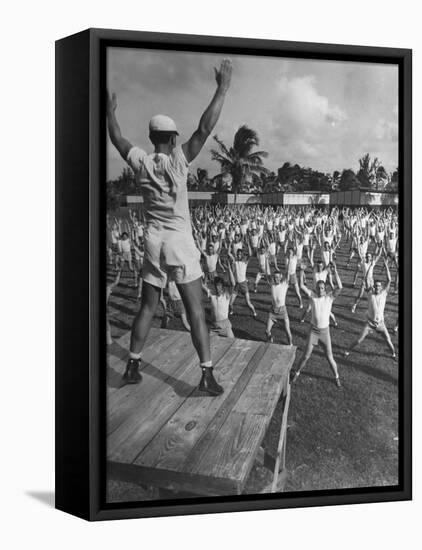 Army Recruits Doing Calisthenics-Myron Davis-Framed Premier Image Canvas