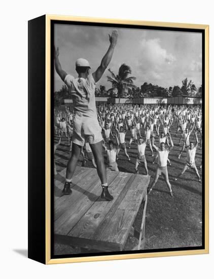 Army Recruits Doing Calisthenics-Myron Davis-Framed Premier Image Canvas