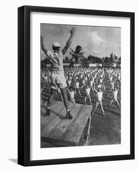 Army Recruits Doing Calisthenics-Myron Davis-Framed Photographic Print