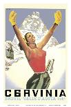 Breuil-Cervinia, Italy - Skier at Alpine Sky Resort - Valle D’Aosta (Aosta Valley)-Arnaldo Musati-Giclee Print