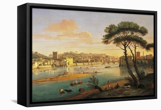 Arno at St. Nicholas Weir Bridge-Gaspar van Wittel-Framed Premier Image Canvas