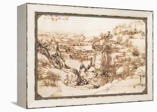 Arno Landscape, 5th August, 1473-Leonardo da Vinci-Framed Premier Image Canvas