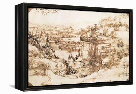 Arno Landscape, 5th August, 1473-Leonardo da Vinci-Framed Premier Image Canvas