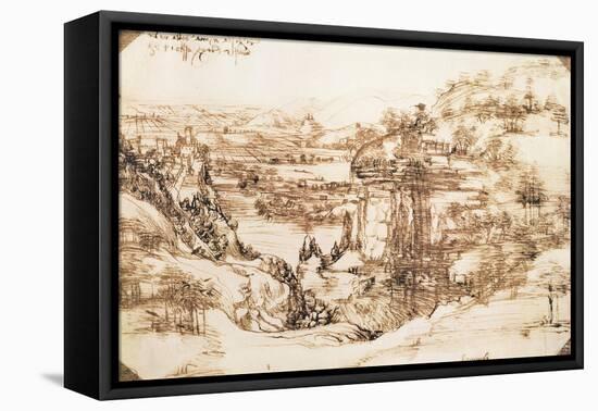 Arno Landscape, 5th August, 1473-Leonardo da Vinci-Framed Premier Image Canvas