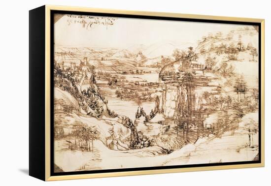 Arno Landscape, 5th August, 1473-Leonardo da Vinci-Framed Premier Image Canvas