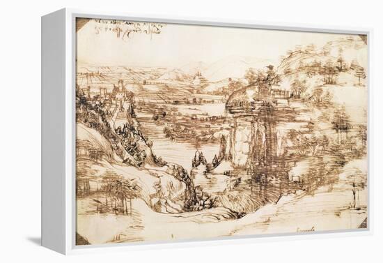 Arno Landscape, 5th August, 1473-Leonardo da Vinci-Framed Premier Image Canvas