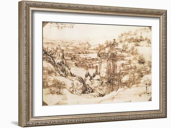 Arno Landscape, 5th August, 1473-Leonardo da Vinci-Framed Giclee Print