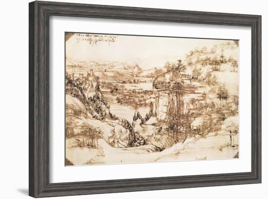 Arno Landscape, 5th August, 1473-Leonardo da Vinci-Framed Giclee Print