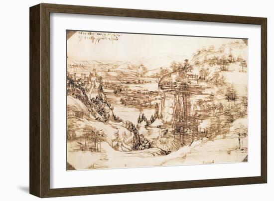 Arno Landscape, 5th August, 1473-Leonardo da Vinci-Framed Giclee Print