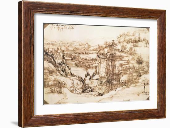 Arno Landscape, 5th August, 1473-Leonardo da Vinci-Framed Giclee Print
