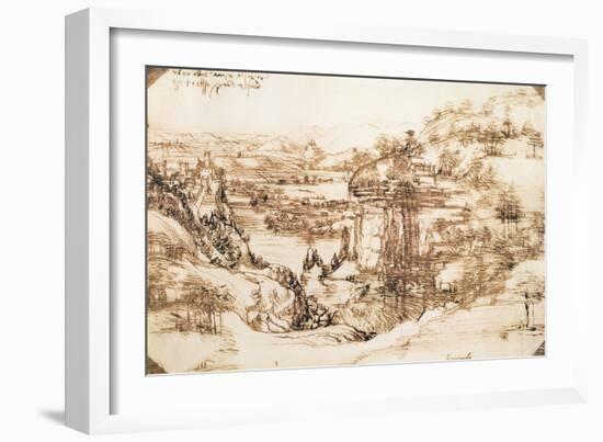 Arno Landscape, 5th August, 1473-Leonardo da Vinci-Framed Giclee Print