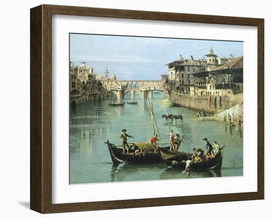 Arno River and Ponte Vecchio in Florence, 1742-Bernardo Bellotto-Framed Giclee Print