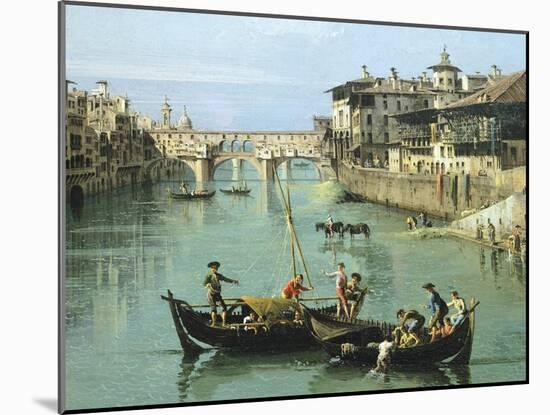 Arno River and Ponte Vecchio in Florence, 1742-Bernardo Bellotto-Mounted Giclee Print