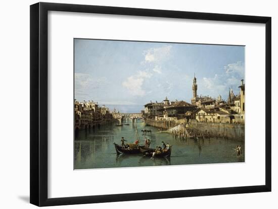 Arno River and Ponte Vecchio in Florence, 1742-Bernardo Bellotto-Framed Premium Giclee Print