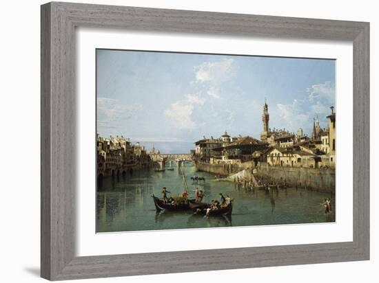 Arno River and Ponte Vecchio in Florence, 1742-Bernardo Bellotto-Framed Giclee Print