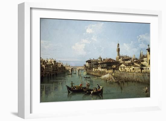 Arno River and Ponte Vecchio in Florence, 1742-Bernardo Bellotto-Framed Giclee Print