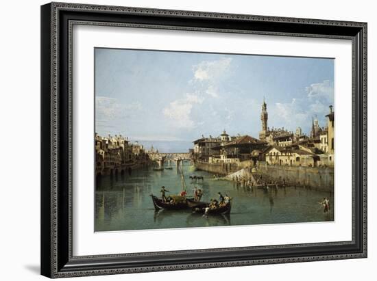 Arno River and Ponte Vecchio in Florence, 1742-Bernardo Bellotto-Framed Giclee Print
