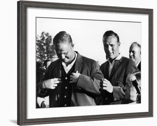 Arnold Palmer Helping Winner of the Masters Golf Tournament Jack Nicklaus-null-Framed Premium Photographic Print