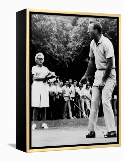 Arnold Palmer, Reacting to a Missed Put at the Westchester Country Club in 1964-null-Framed Stretched Canvas