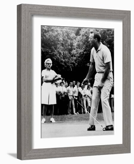 Arnold Palmer, Reacting to a Missed Put at the Westchester Country Club in 1964-null-Framed Photo