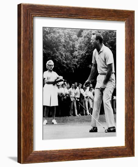 Arnold Palmer, Reacting to a Missed Put at the Westchester Country Club in 1964-null-Framed Photo