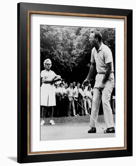 Arnold Palmer, Reacting to a Missed Put at the Westchester Country Club in 1964-null-Framed Photo