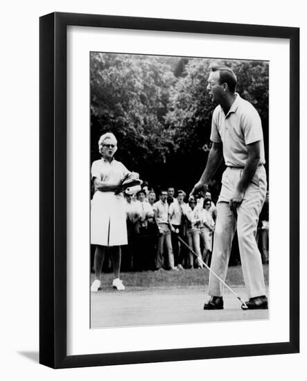 Arnold Palmer, Reacting to a Missed Put at the Westchester Country Club in 1964-null-Framed Photo