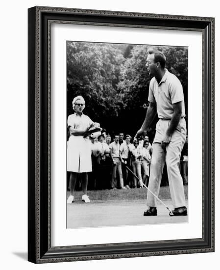 Arnold Palmer, Reacting to a Missed Put at the Westchester Country Club in 1964-null-Framed Photo