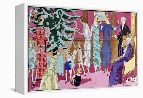 Around the Christmas Tree, Fashion Plate from "Art Gout Beaute" Magazine, December 1923-French School-Framed Premier Image Canvas