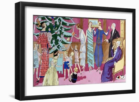 Around the Christmas Tree, Fashion Plate from "Art Gout Beaute" Magazine, December 1923-French School-Framed Giclee Print