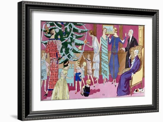 Around the Christmas Tree, Fashion Plate from "Art Gout Beaute" Magazine, December 1923-French School-Framed Giclee Print