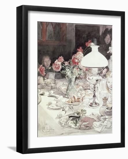 Around the Lamp at Evening, 1900-Carl Larsson-Framed Giclee Print