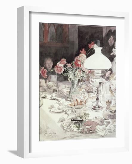 Around the Lamp at Evening, 1900-Carl Larsson-Framed Giclee Print