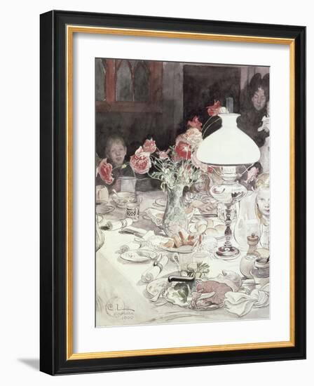 Around the Lamp at Evening, 1900-Carl Larsson-Framed Giclee Print