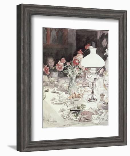 Around the Lamp at Evening, 1900-Carl Larsson-Framed Giclee Print