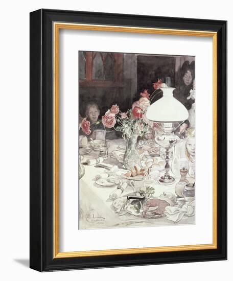 Around the Lamp at Evening, 1900-Carl Larsson-Framed Giclee Print