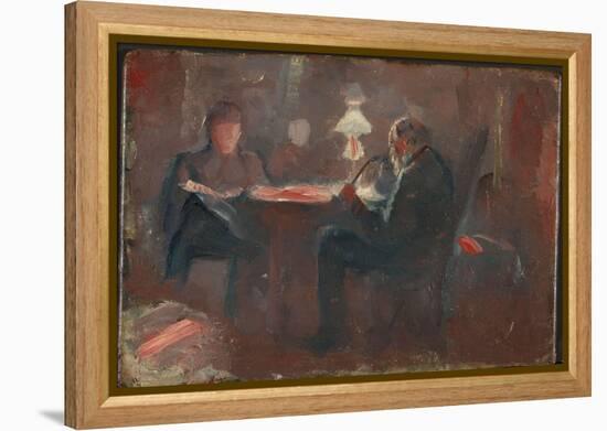 Around the Paraffin Lamp, 1883 (Oil on Board)-Edvard Munch-Framed Premier Image Canvas