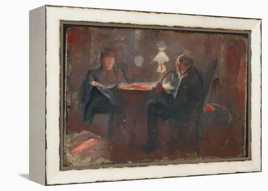 Around the Paraffin Lamp, 1883 (Oil on Board)-Edvard Munch-Framed Premier Image Canvas