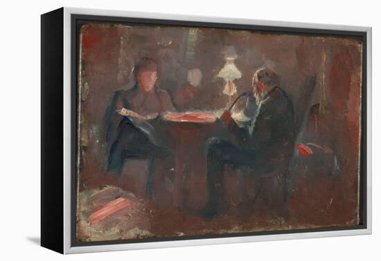 Around the Paraffin Lamp, 1883 (Oil on Board)-Edvard Munch-Framed Premier Image Canvas