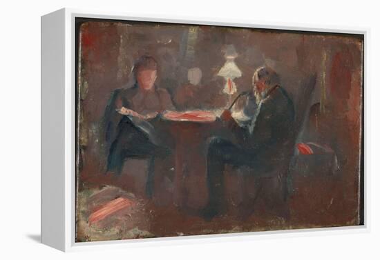 Around the Paraffin Lamp, 1883 (Oil on Board)-Edvard Munch-Framed Premier Image Canvas