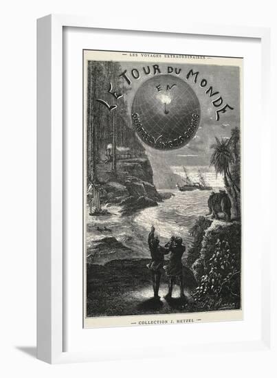 Around World in 80 Days, Title Page for 1873 Edition of Novel-Jules Verne-Framed Giclee Print