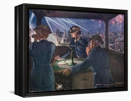 Arp Officers in an Observation Post During the Blitz Reporting on Fires Probably Caused by Bombs-null-Framed Premier Image Canvas