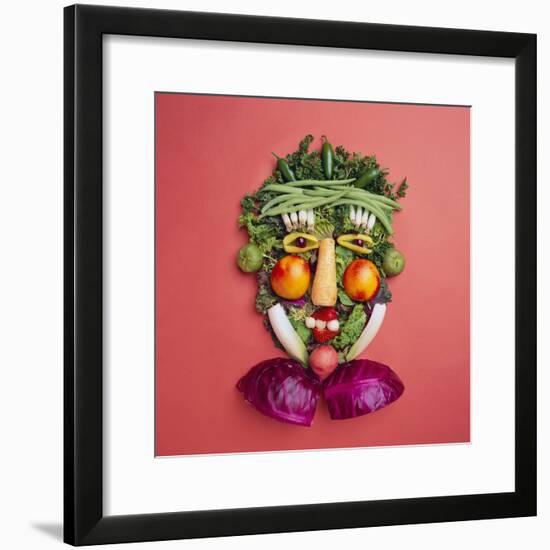 Arranged Vegetables Creating a Face-DLILLC-Framed Photographic Print