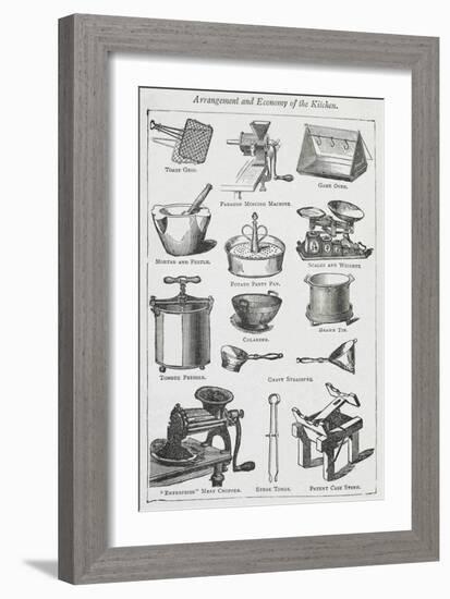 Arrangement and Economy Of the Kitchen. Various Cooking Utensils-Isabella Beeton-Framed Giclee Print