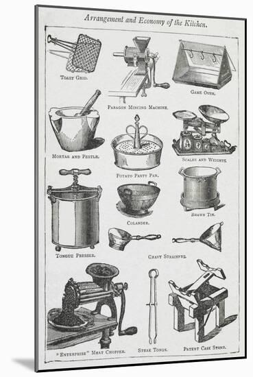 Arrangement and Economy Of the Kitchen. Various Cooking Utensils-Isabella Beeton-Mounted Giclee Print
