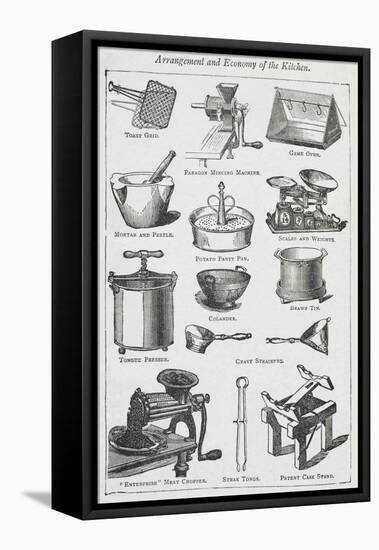 Arrangement and Economy Of the Kitchen. Various Cooking Utensils-Isabella Beeton-Framed Premier Image Canvas