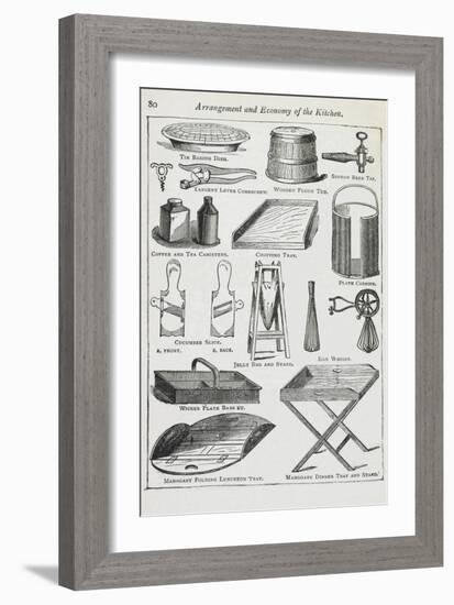 Arrangement and Economy Of the Kitchen. Various Kitchen Utensils-Isabella Beeton-Framed Giclee Print