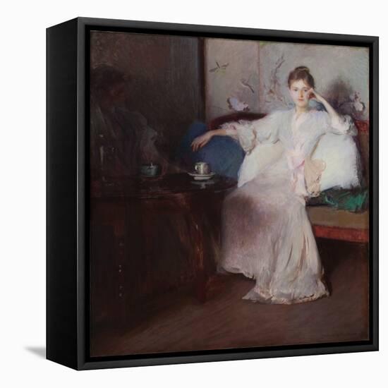 Arrangement in Pink and Gray (Afternoon Tea) (Oil on Canvas)-Edmund Charles Tarbell-Framed Premier Image Canvas