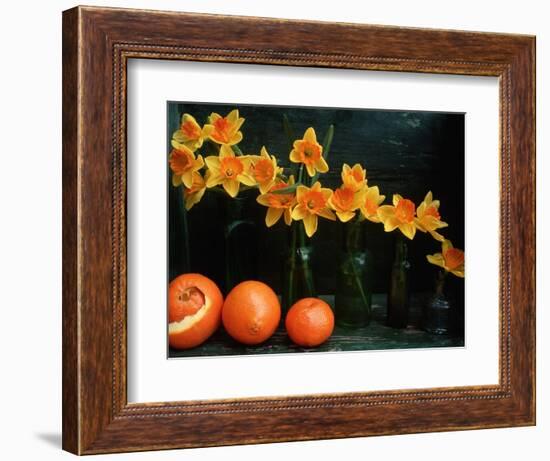 Arrangement of Daffodils and Oranges-Michelle Garrett-Framed Photographic Print